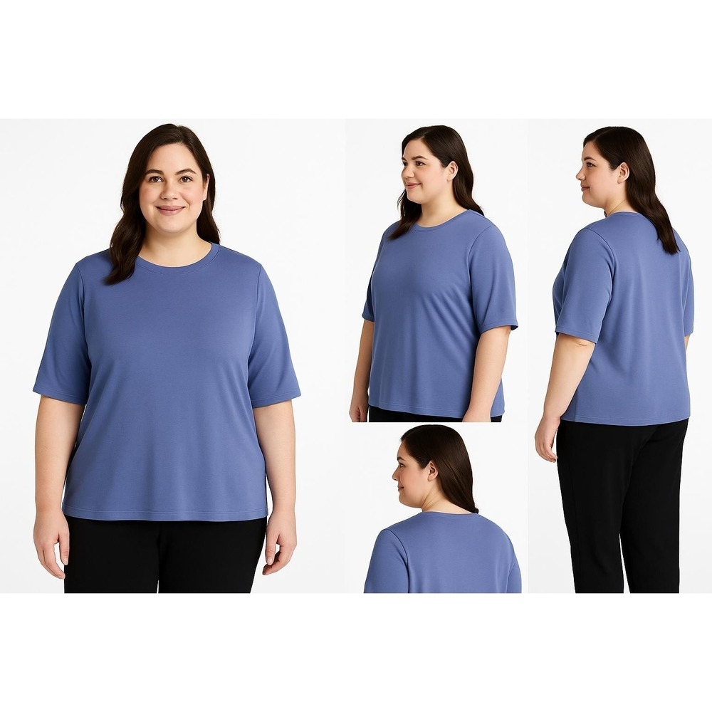 L.L.Bean Women's Top Size XL Blue Elbow Sleeve Crewneck Casual Tee